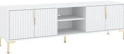 TV-Lowboard FLINN weiß matt gold Optik B/H/T: ca. 195x50x40 cm