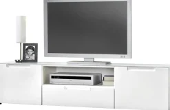 TV-Lowboard Mailand 6 weiß weiß Hochglanz B/H/T: ca. 168x41x40 cm
