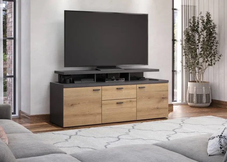 TV-Lowboard Mood Eiche Evoke Coast Nachbildung Matera Nachbildung B/H/T: ca. 151x66x47 cm