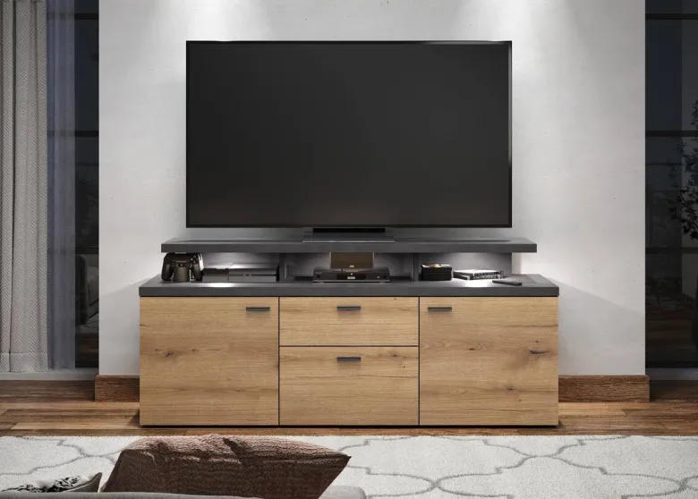 TV-Lowboard Mood Eiche Evoke Coast Nachbildung Matera Nachbildung B/H/T: ca. 151x66x47 cm