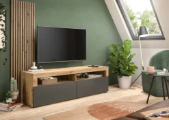 TV-Lowboard Okai anthrazit Eiche Artisan Nachbildung B/H/T: ca. 160x90x45 cm