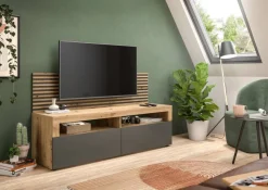 TV-Lowboard Okai anthrazit Eiche Artisan Nachbildung B/H/T: ca. 160x90x45 cm