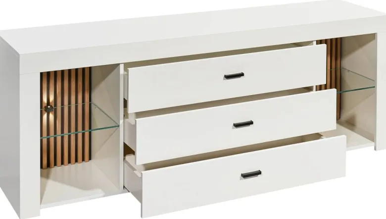 TV-Lowboard Rosalie weiß Eiche Evoke Coast Nachbildung B/H/T: ca. 179x67x44 cm