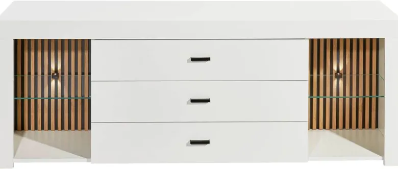 TV-Lowboard Rosalie weiß Eiche Evoke Coast Nachbildung B/H/T: ca. 179x67x44 cm