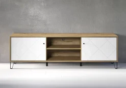 TV-Lowboard Touch Eiche Artisan Nachbildung weiß matt B/H/T: ca. 183x55x40 cm