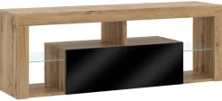 TV-Lowboard TV LOWBOARD Everest 140 Eiche Wotan Nachbildung schwarz glänzend B/H/T: ca. 140x50x35 cm