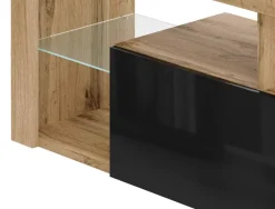 TV-Lowboard TV LOWBOARD Everest 140 Eiche Wotan Nachbildung schwarz glänzend B/H/T: ca. 140x50x35 cm
