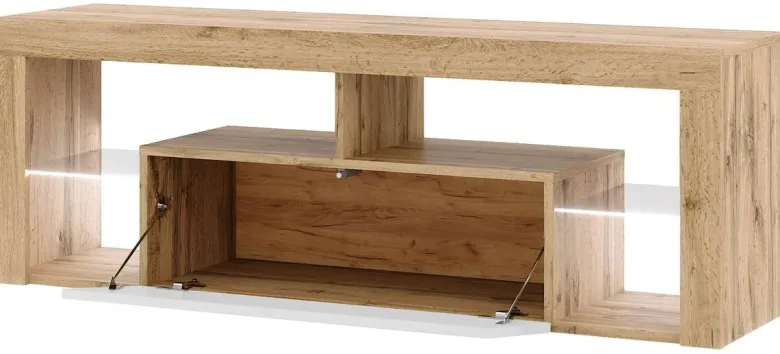 TV-Lowboard TV LOWBOARD Everest 140 LED Eiche Wotan Nachbildung weiß glänzend B/H/T: ca. 140x50x35 cm