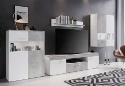 TV-Lowboard Vulcan Plus Beton Optik weiß B/H/T: ca. 180x49x40 cm