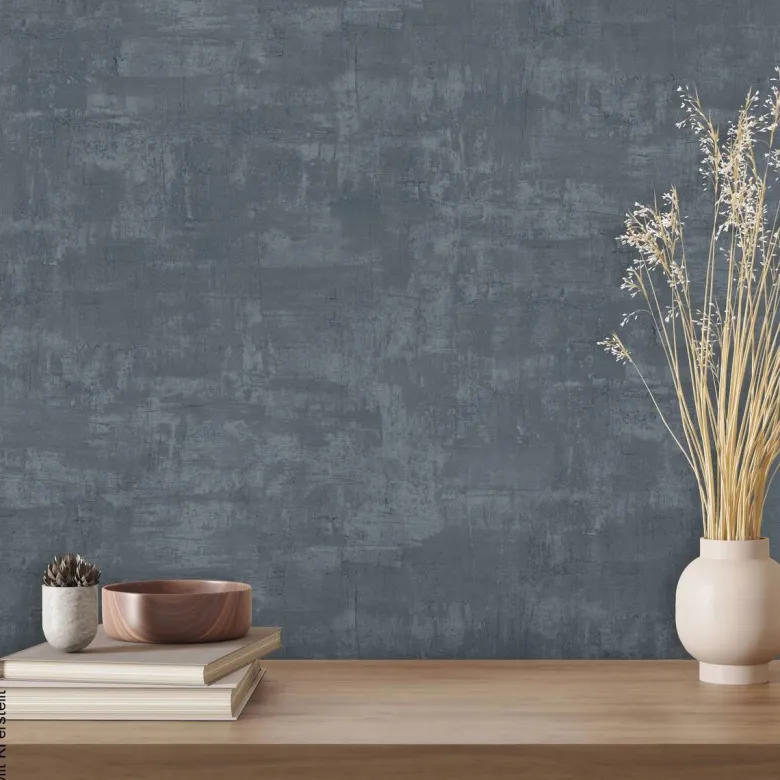 UGEPA Vinyltapete Uni stahlblau B/L: ca. 53x1005 cm