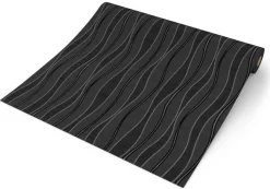 UGEPA Vinyltapete Wellen schwarz silber B/L: ca. 53x1005 cm