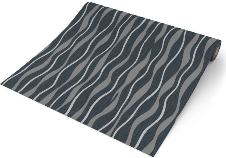 UGEPA Vinyltapete Wellen schwarz silber B/L: ca. 53x1005 cm glitzernd