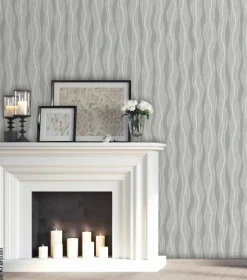 UGEPA Vinyltapete Wellen schwarz silber B/L: ca. 53x1005 cm glitzernd