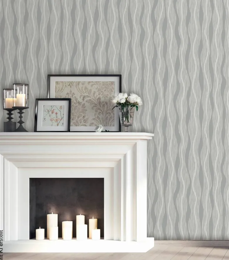 UGEPA Vinyltapete Wellen schwarz silber B/L: ca. 53x1005 cm glitzernd