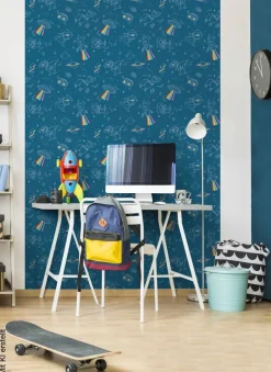 UGEPA Vliestapete Weltall blau B/L: ca. 53x1005 cm