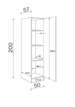 Unterschrank Valero weiß Hochglanz B/H/T: ca. 50x200x57 cm