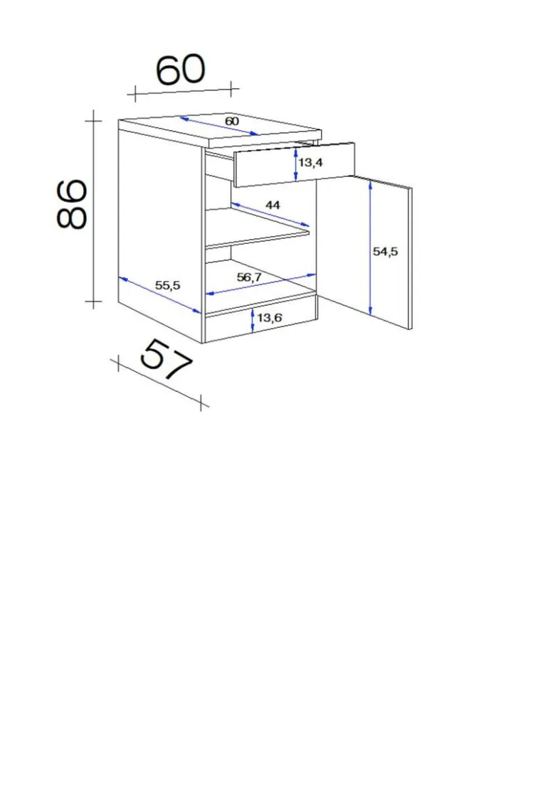 Unterschrank Vita weiß matt B/H/T: ca. 60x86x60 cm
