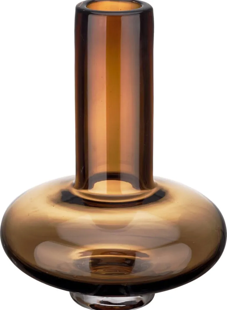 Vase braun Glas H/D: ca. 17,5x13,5 cm