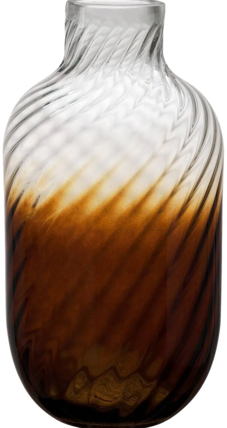 Vase braun Glas H/D: ca. 35x18,5 cm