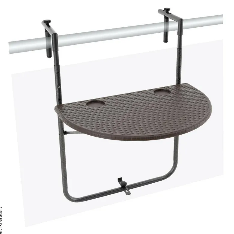 VCM Balkonhängetisch braun Polyrattan B/H/T: ca. 60x83x62 cm