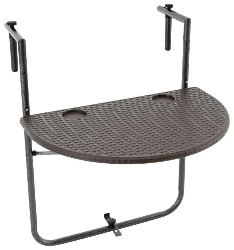 VCM Balkonhängetisch braun Polyrattan B/H/T: ca. 60x83x62 cm