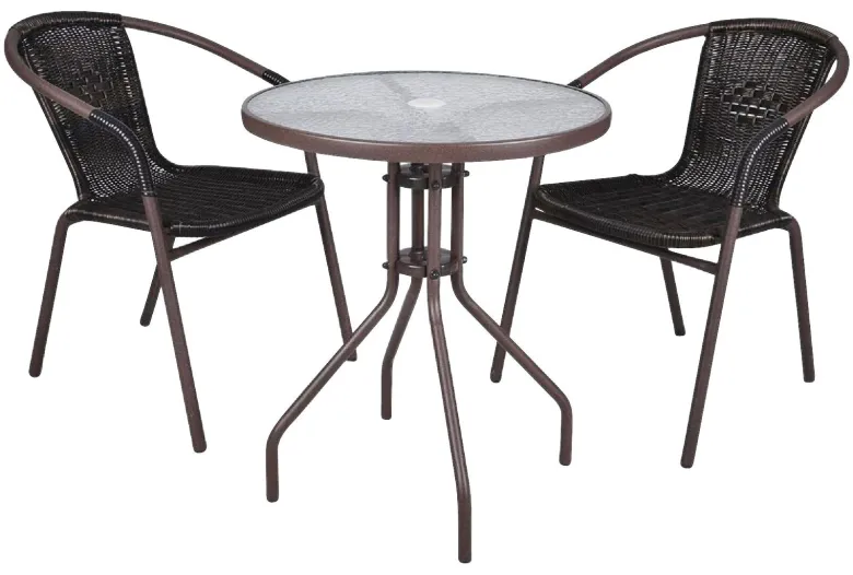 VCM Balkon-Set braun Polyrattan B/H/T: ca. 53x73x60 cm
