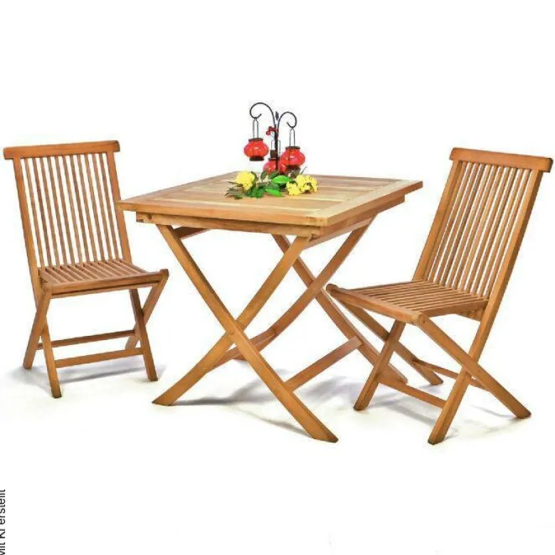 VCM Balkontisch braun Teakholz B/H/T: ca. 80x75x80 cm