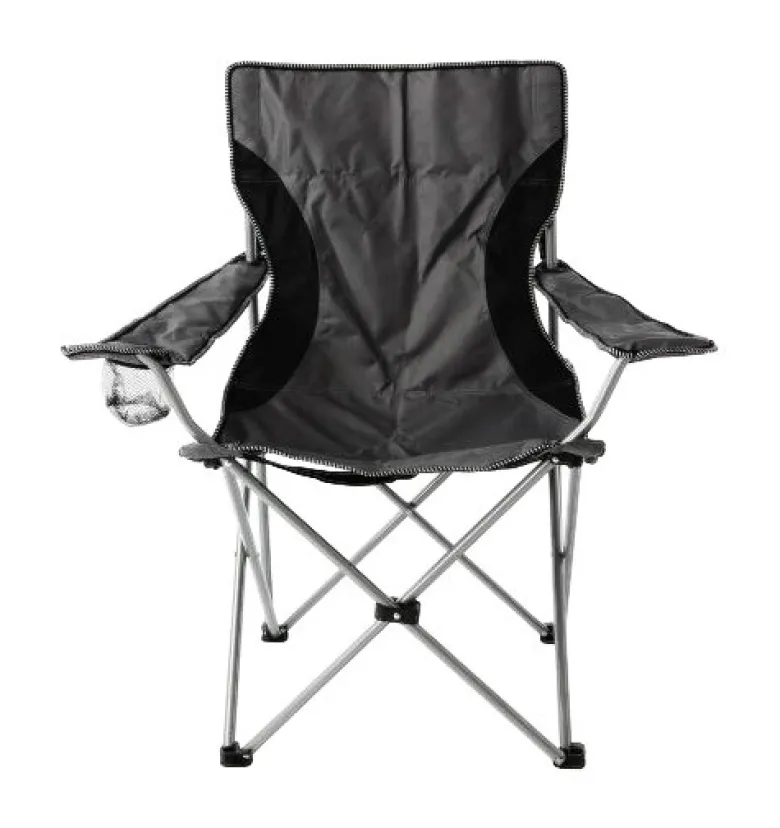 VCM Campingstuhl grau Stahlrohr B/H/L: ca. 47x47x90 cm