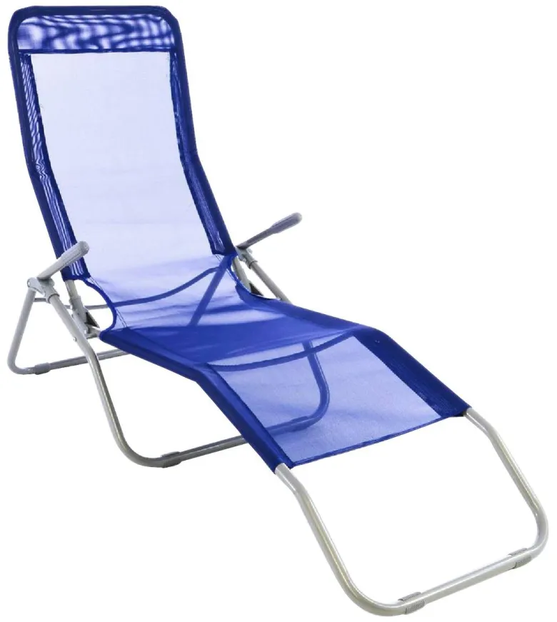 VCM Gartenliege blau Stahl B/H/L: ca. 48x100x160 cm
