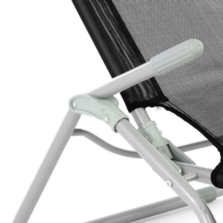VCM Gartenliege-Set schwarz Stahl B/H/L: ca. 48x100x160 cm
