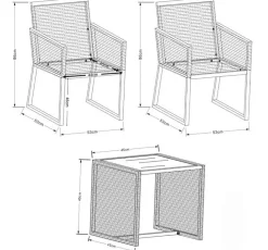 VCM Gartensitzgruppe Fidola schwarz Polyrattangeflecht B/H/L: ca. 53x86x53 cm