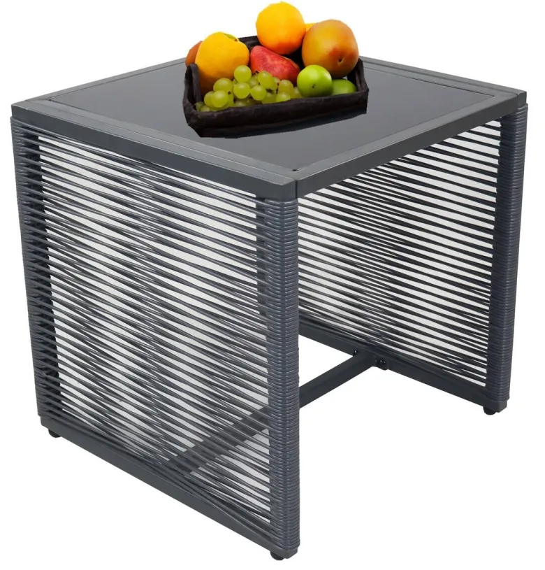 VCM Gartensitzgruppe Fidola schwarz Polyrattangeflecht B/H/L: ca. 53x86x53 cm