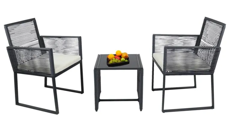 VCM Gartensitzgruppe Fidola schwarz Polyrattangeflecht B/H/L: ca. 53x86x53 cm