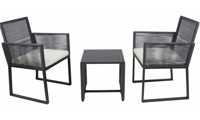 VCM Gartensitzgruppe Fidola schwarz Polyrattangeflecht B/H/L: ca. 53x86x53 cm