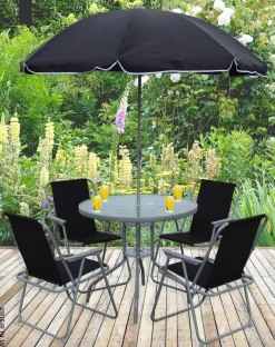 VCM Gartensitzgruppe Maxola schwarz Textilene B/H/L: ca. 75x74x75 cm