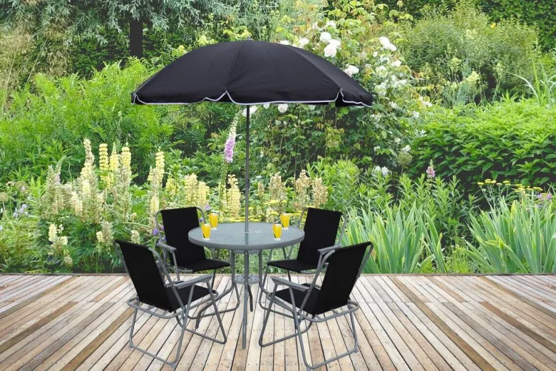 VCM Gartensitzgruppe Maxola schwarz Textilene B/H/L: ca. 75x74x75 cm