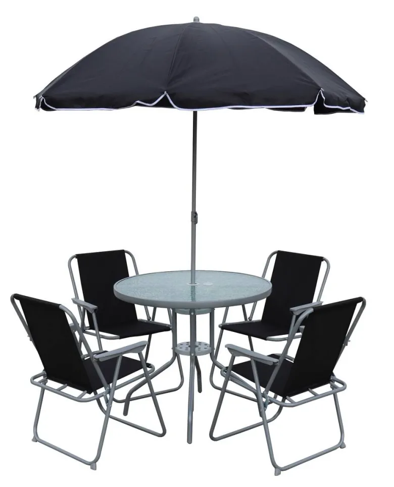 VCM Gartensitzgruppe Maxola schwarz Textilene B/H/L: ca. 75x74x75 cm