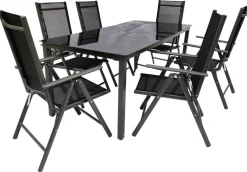 VCM Gartensitzgruppe schwarz Aluminium B/H/T: ca. 189x76x90 cm
