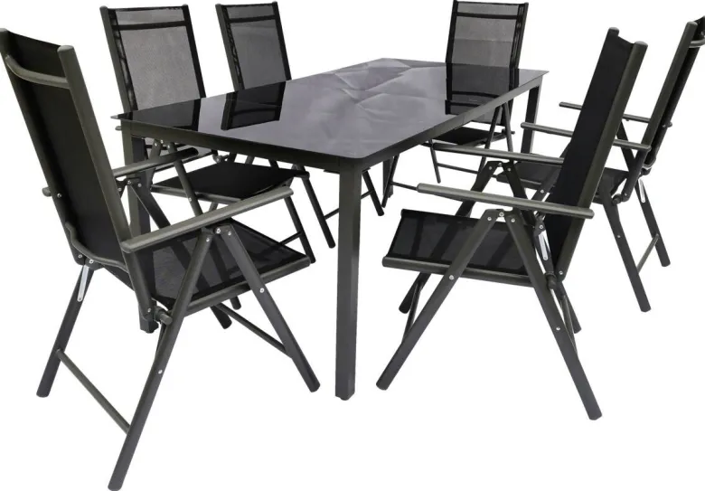 VCM Gartensitzgruppe schwarz Aluminium B/H/T: ca. 189x76x90 cm