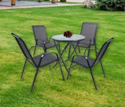 VCM Gartensitzgruppe Sonlas anthrazit Glas B/H/L: ca. 56x89x73 cm
