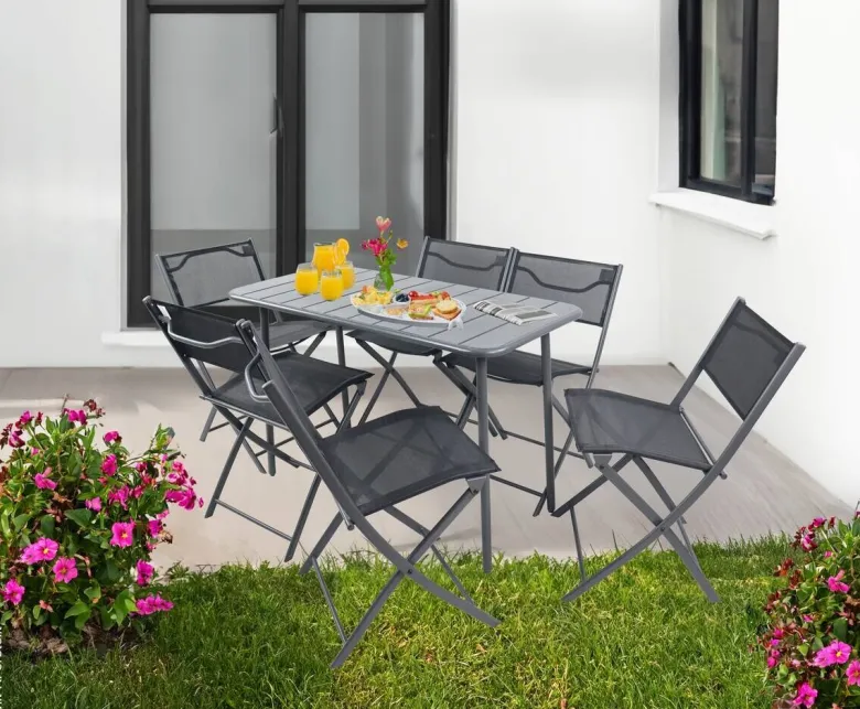 VCM Gartensitzgruppe Sumila schwarz Textilene B/H/L: ca. 45x79x46 cm