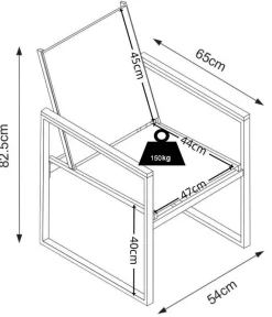 VCM Gartenstuhl anthrazit Metall B/H/L: ca. 54x83x65 cm