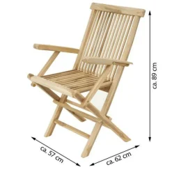 VCM Gartenstuhl 4er Set braun Teakholz B/H/T: ca. 57x89x62 cm