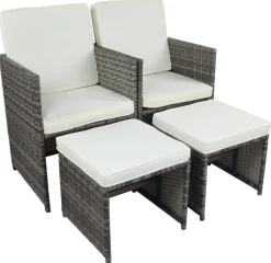 VCM Gartenstuhl 4er Set grau Rattan B/H/L: ca. 53x84x53 cm