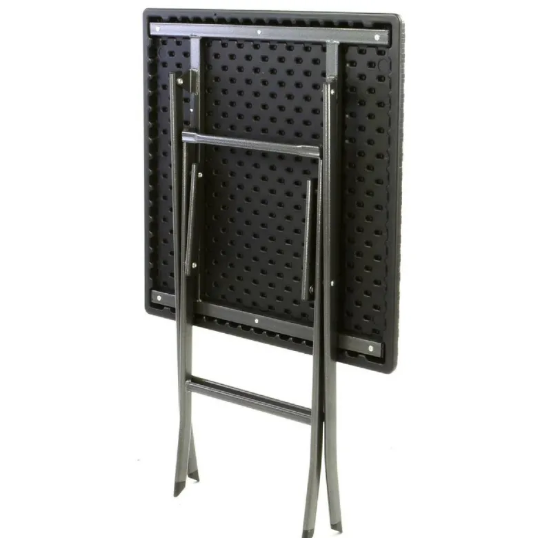 VCM Gartentisch schwarz Polyrattan B/H/L: ca. 61x75x61 cm
