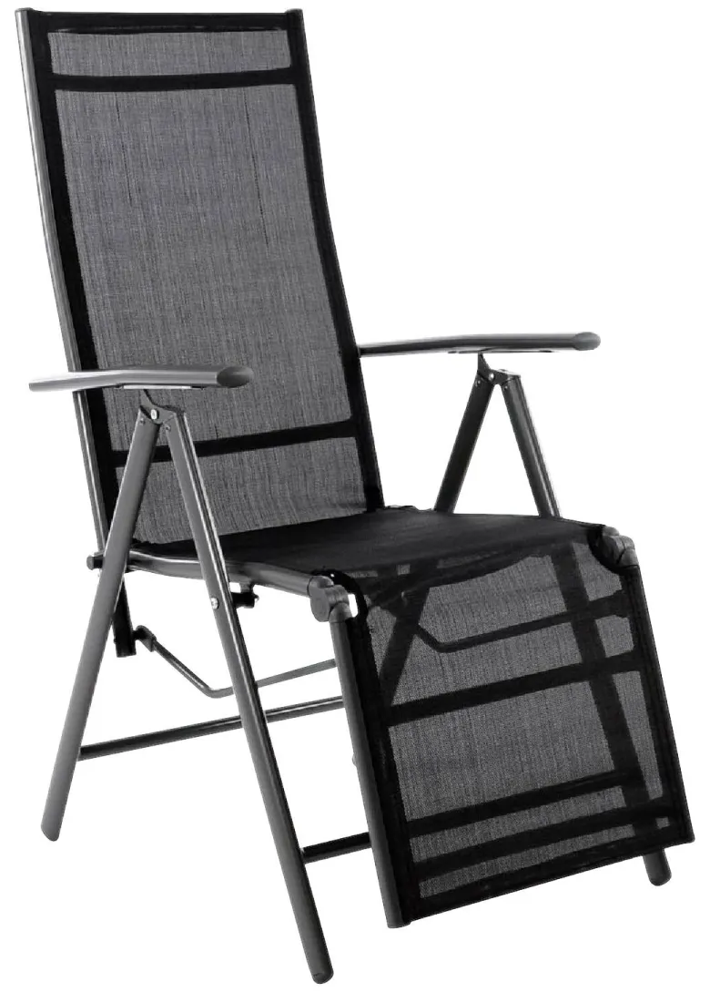 VCM Klappsessel schwarz Textilene B/H/T: ca. 55x112x60 cm