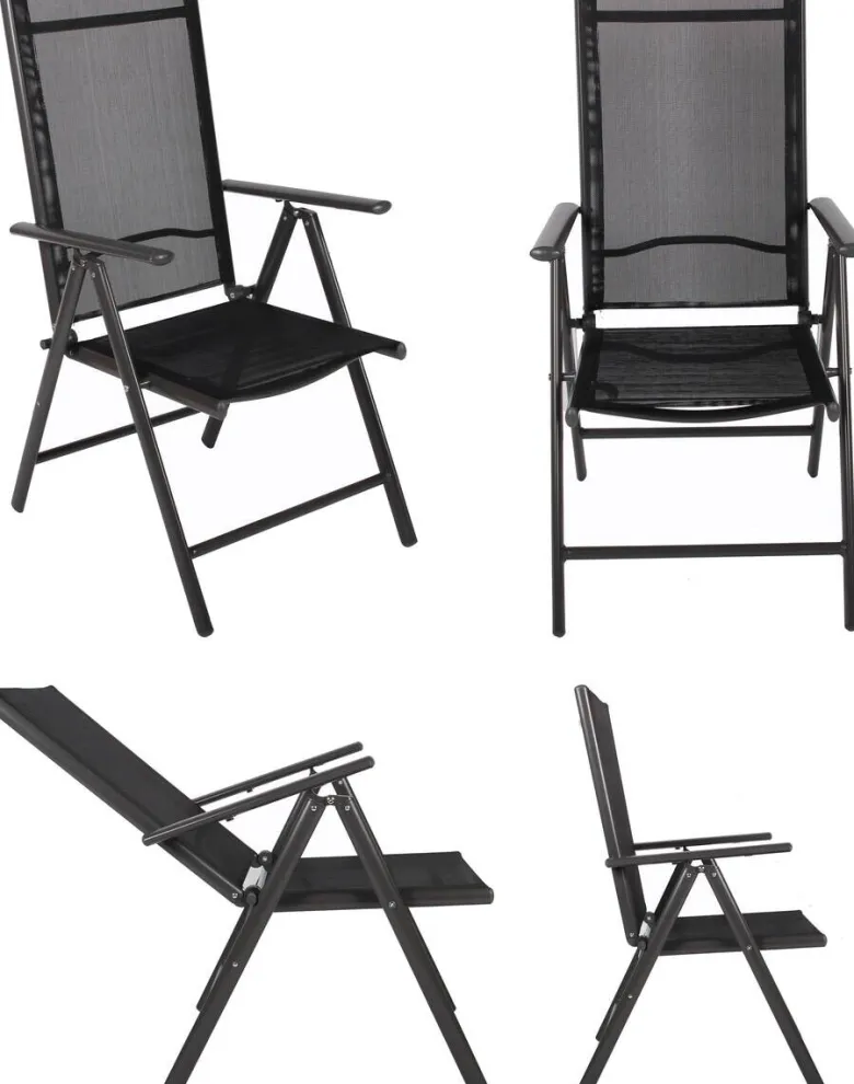 VCM Klappsessel-Set Sonlas anthrazit Textilene B/H/T: ca. 56x105x64 cm