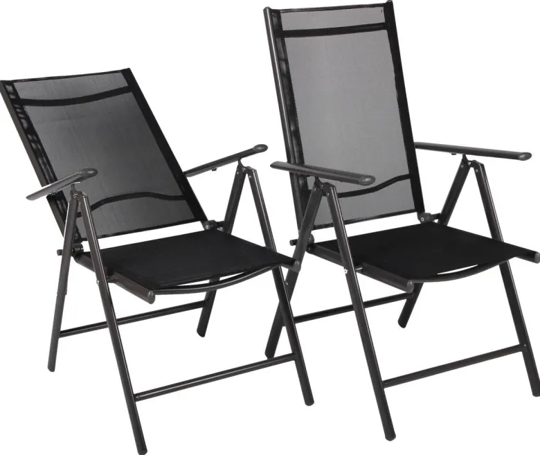 VCM Klappsessel-Set Sonlas anthrazit Textilene B/H/T: ca. 56x105x64 cm