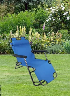 VCM Relaxliege Maltosa blau Stahl