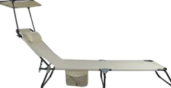 VCM Sonnenliege Bindox creme Textilene B/H/L: ca. 55x24x185 cm